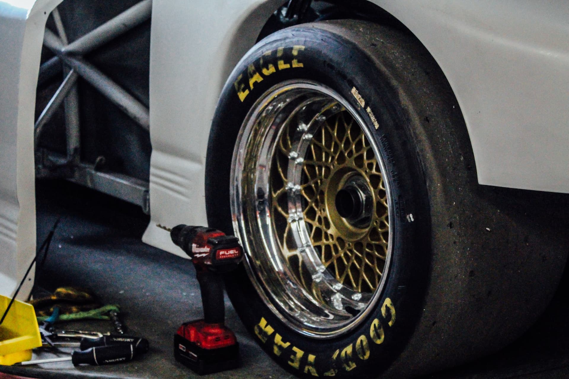 Original BBS race wheel and Goodyear Eagle slick