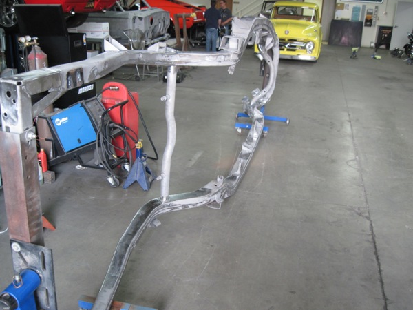 Hand-fabricated chassis in the jig