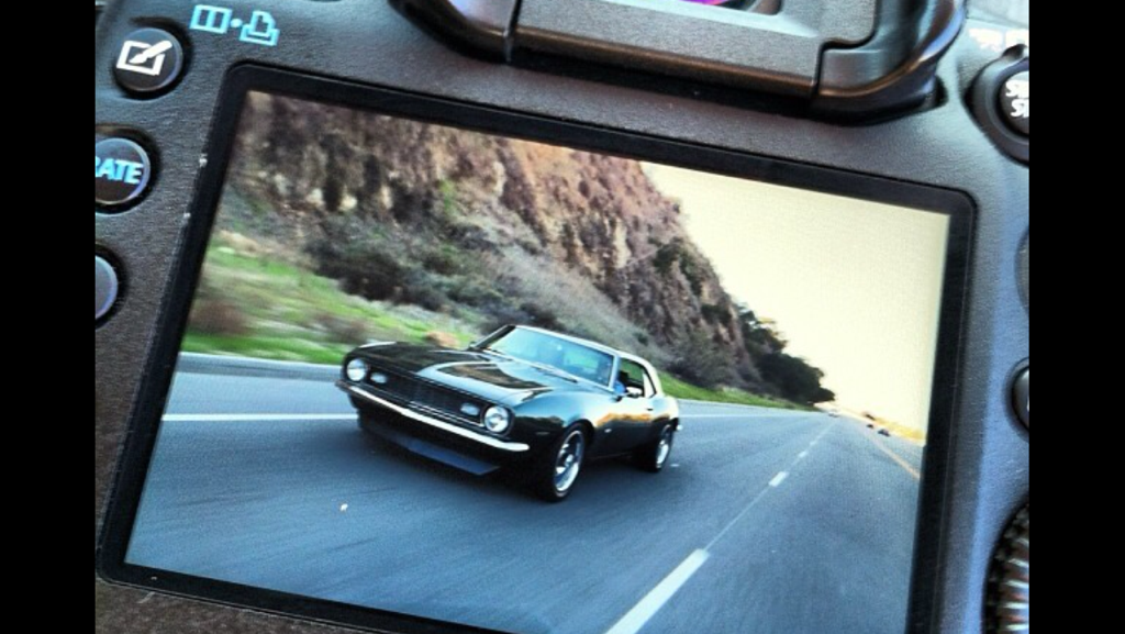 The finished COPO Camaro on camera