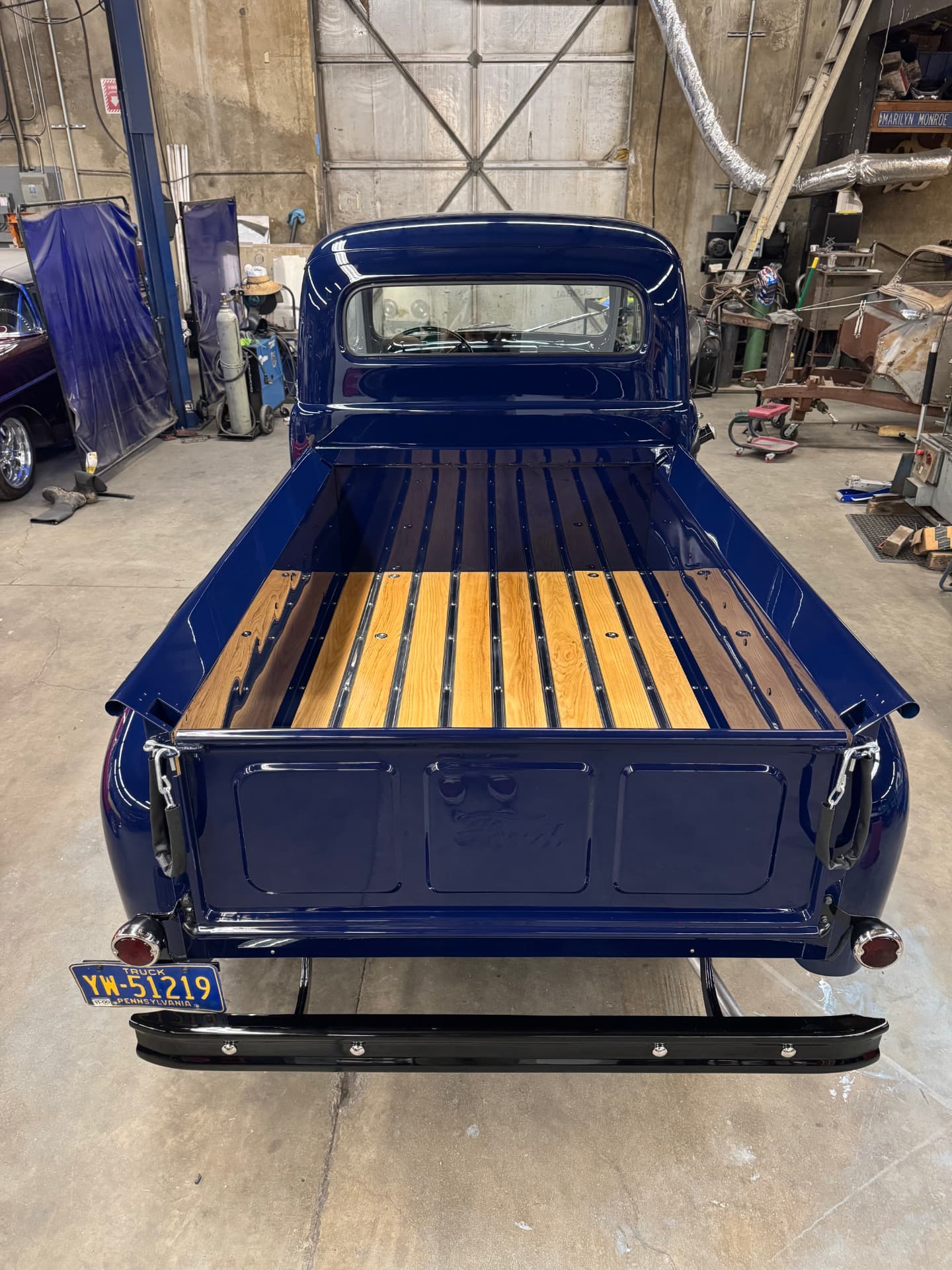 Finished wood pickup bed