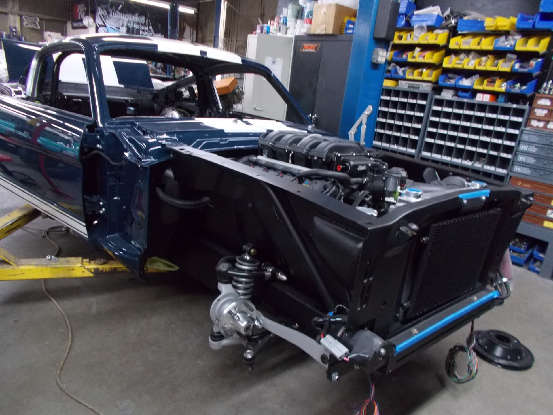 Paint complete, front clip and suspension assembly