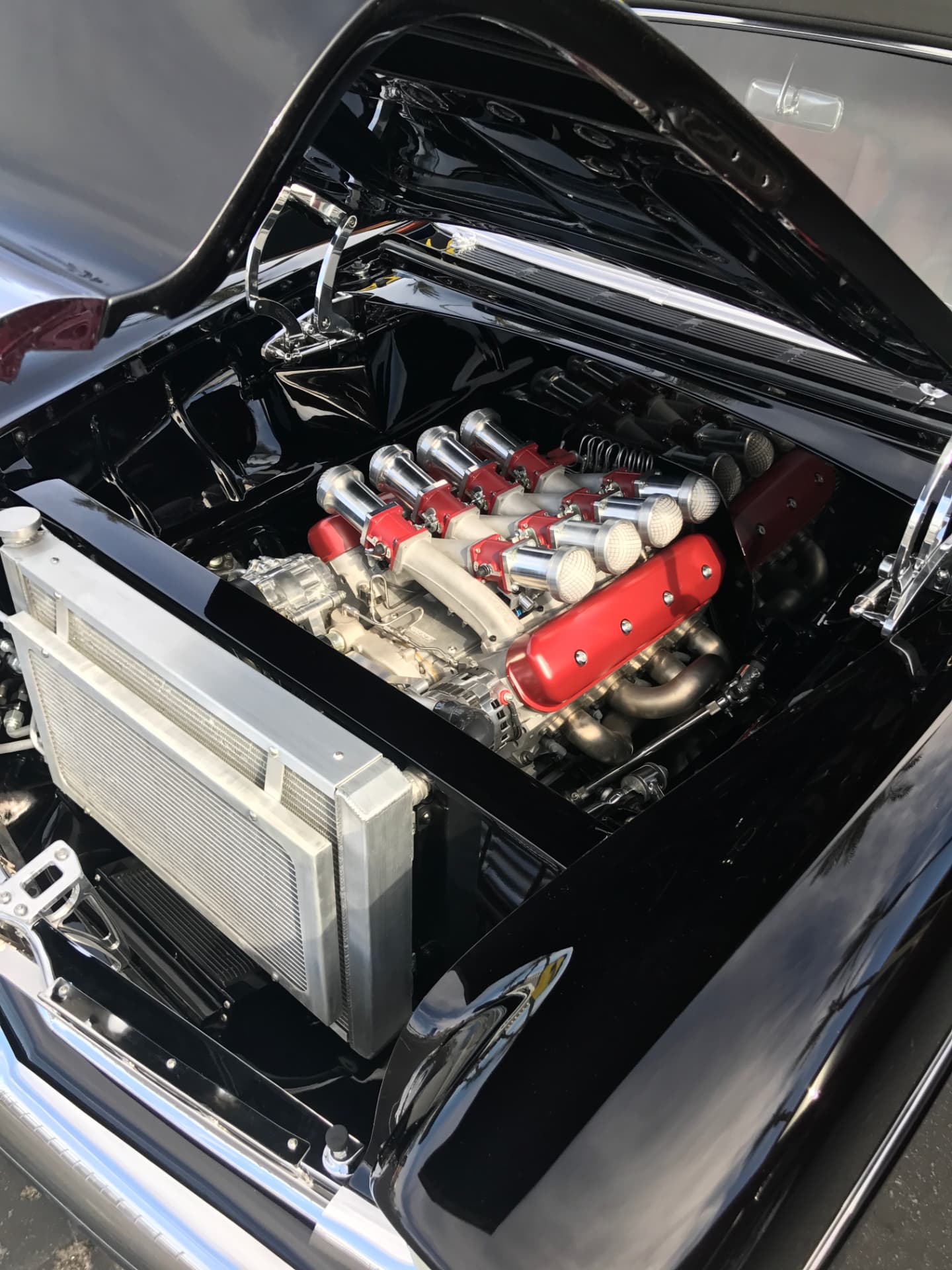 Finished engine bay with individual throttle bodies