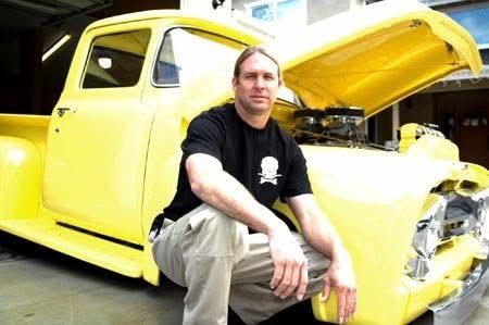 Mike Greslie with his yellow 1956 Ford F-100