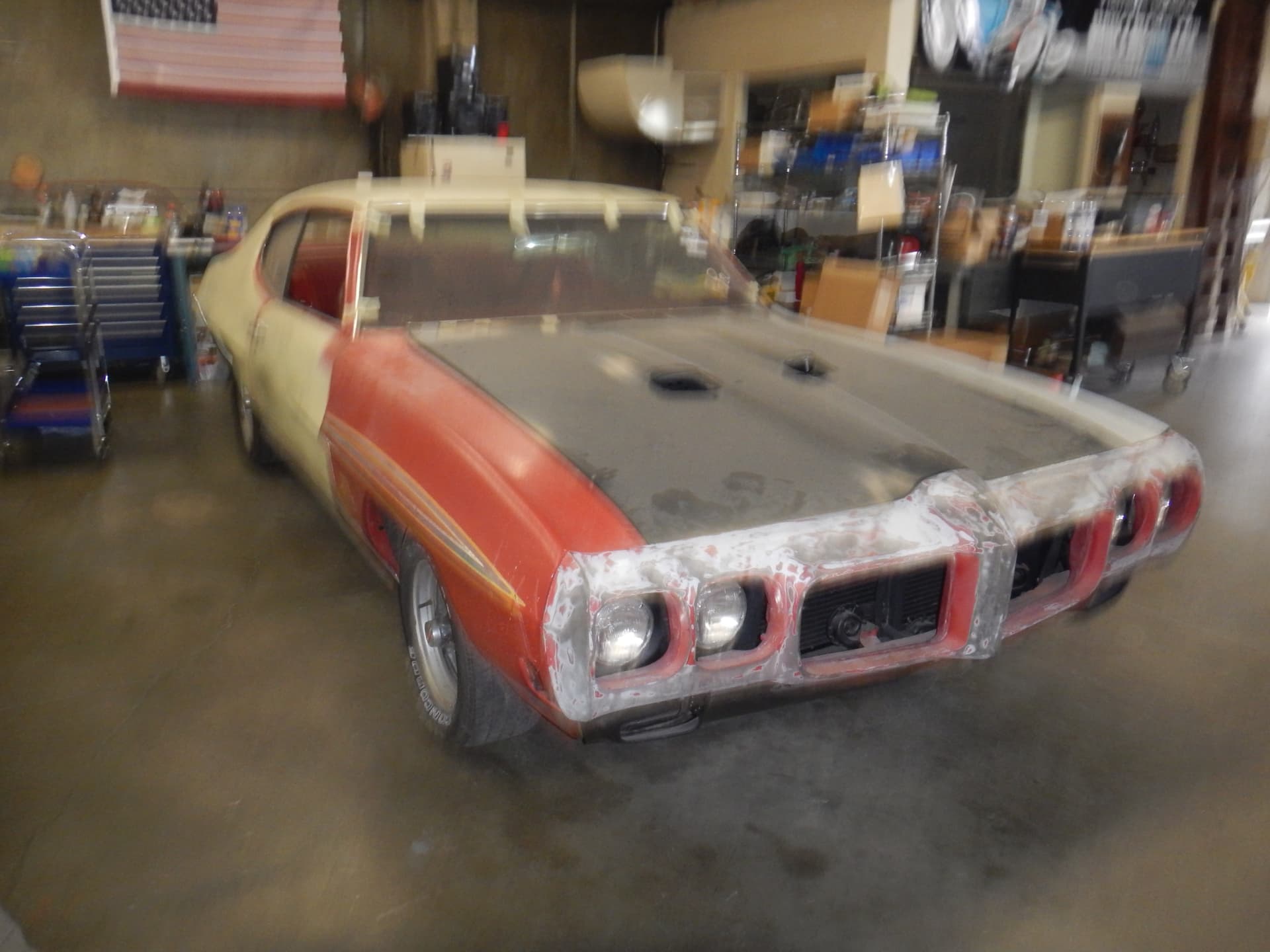 As it arrived — primer and faded paint before teardown