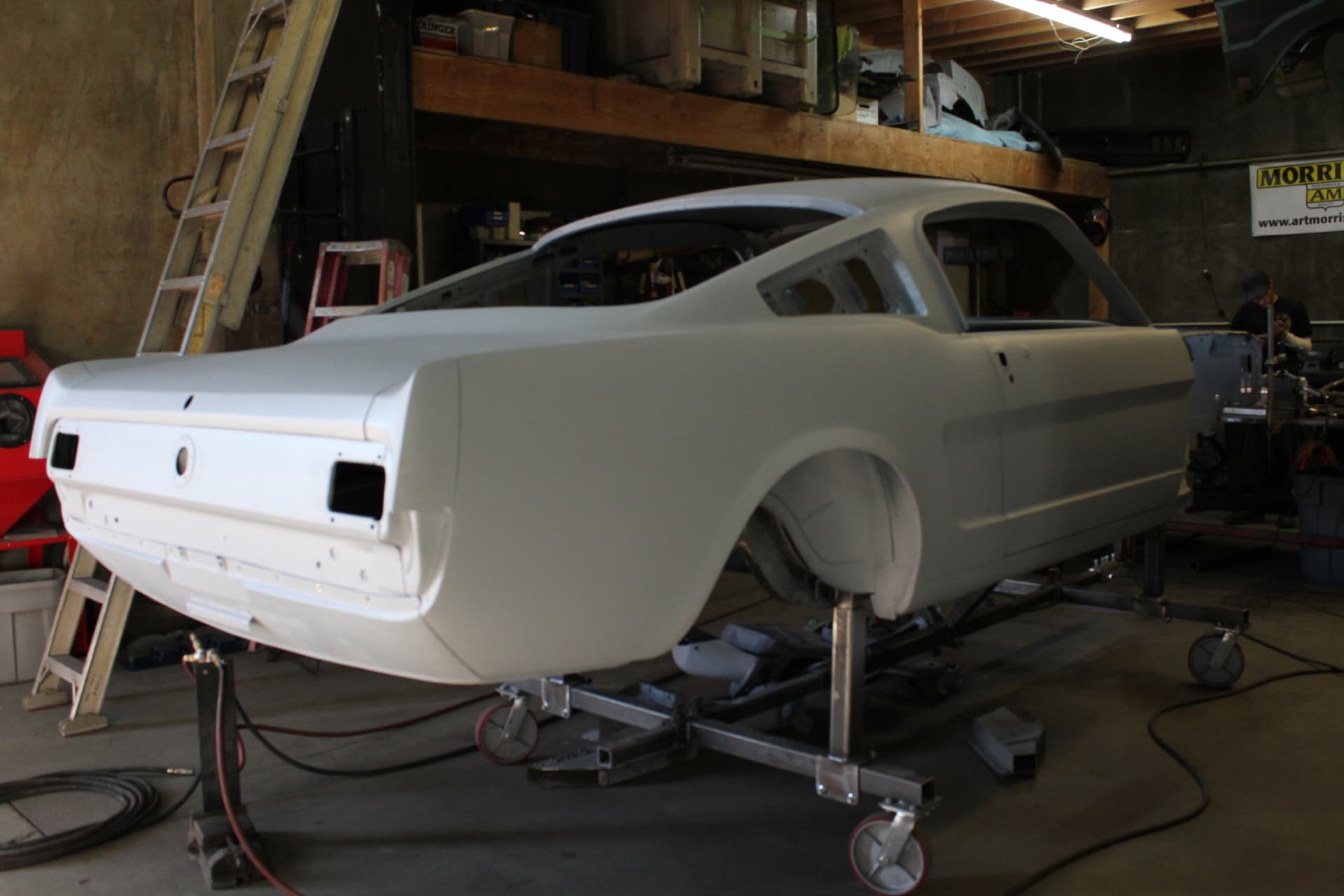 Body in primer — rear quarter panels finished