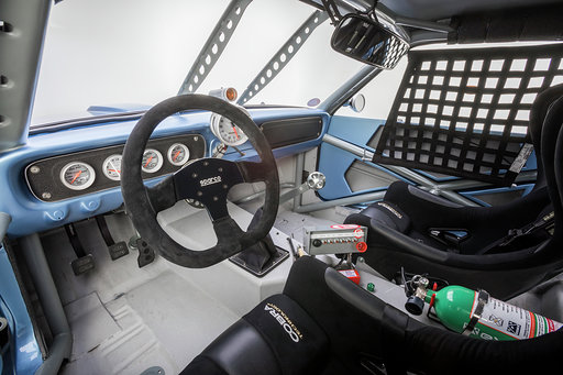 Cockpit — Sparco wheel and gauges