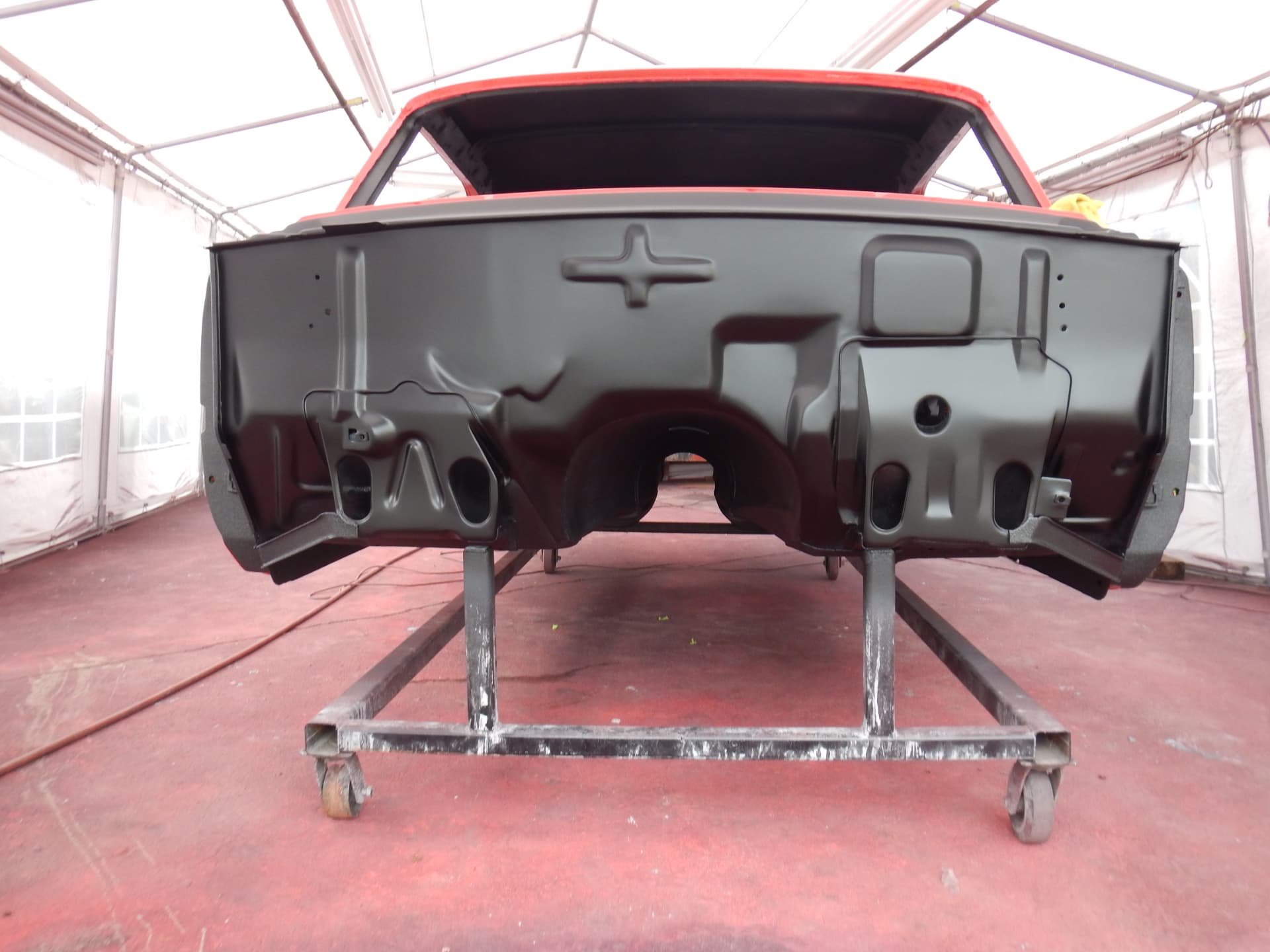 Trunk and inner panels sprayed