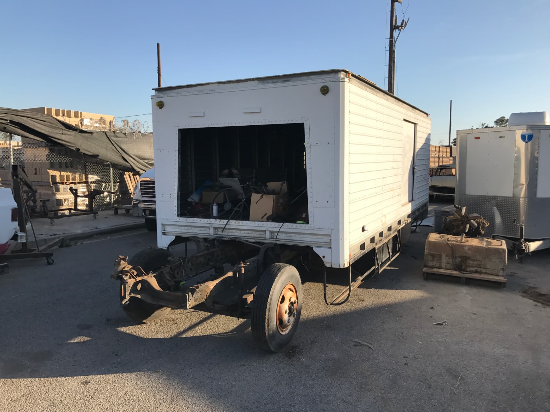 Transporter chassis during disassembly