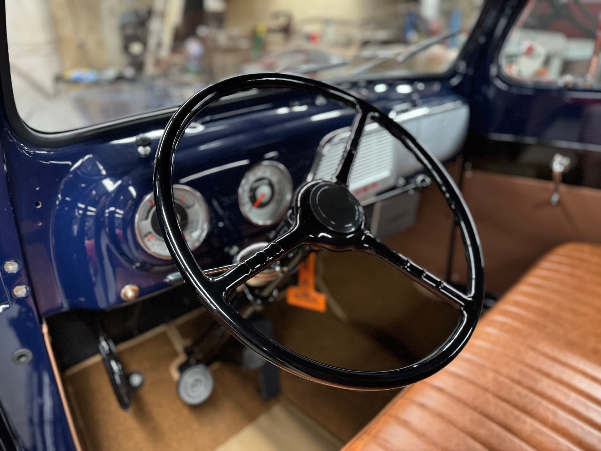 Restored steering wheel and dashboard
