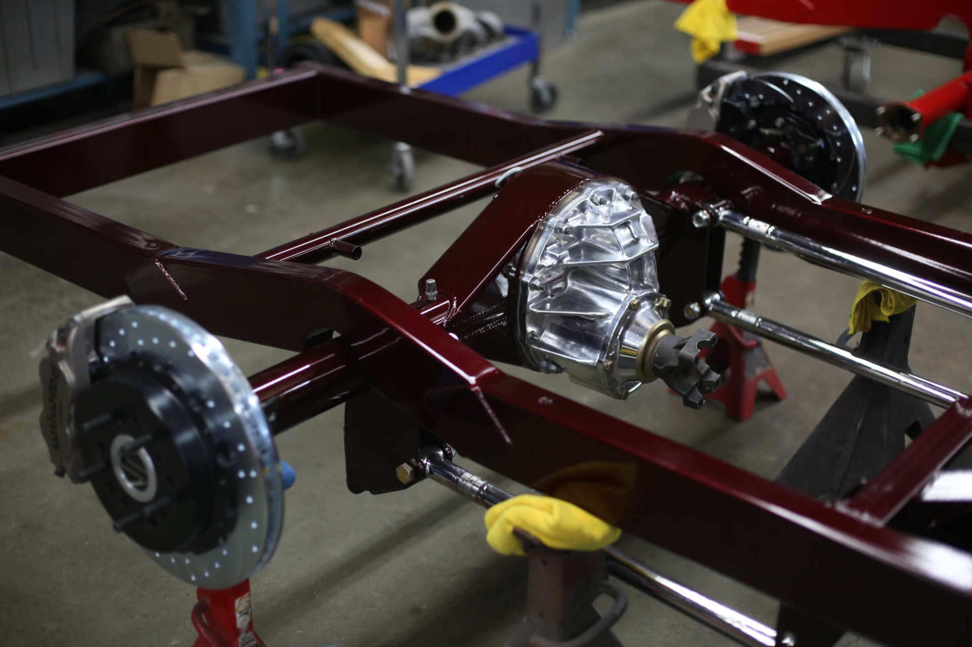 Painted chassis with brakes and rear end
