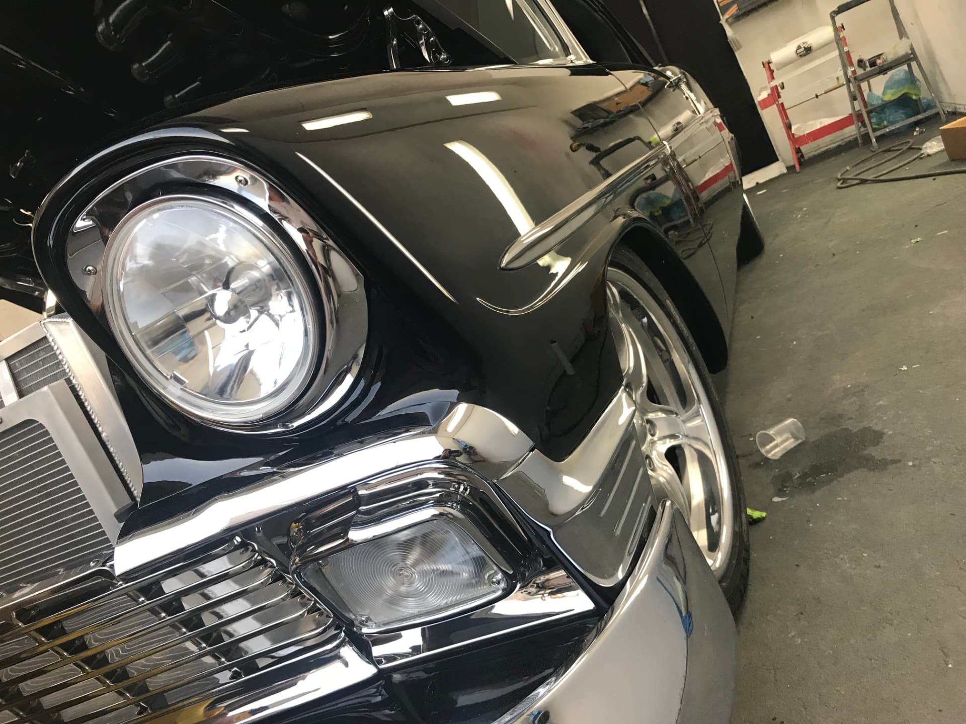 Headlamp, fender, and chrome detail
