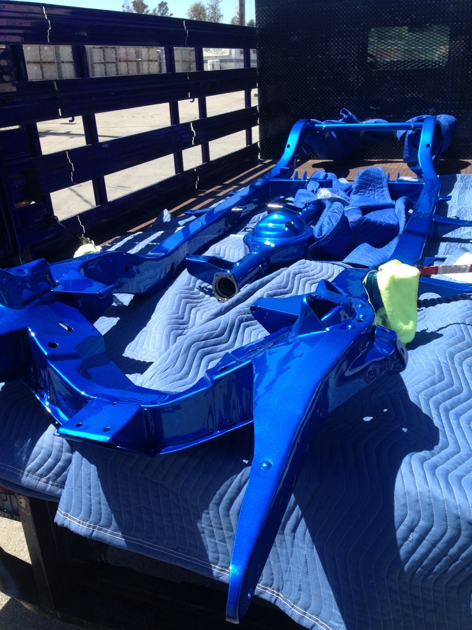 Chassis, suspension, and rear end finished in candy blue