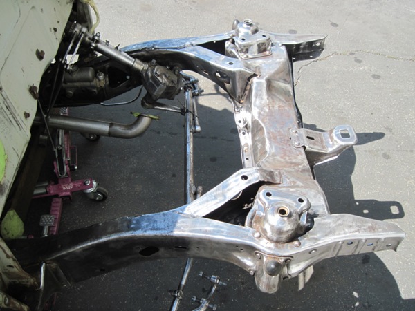 Front frame metalwork during restoration