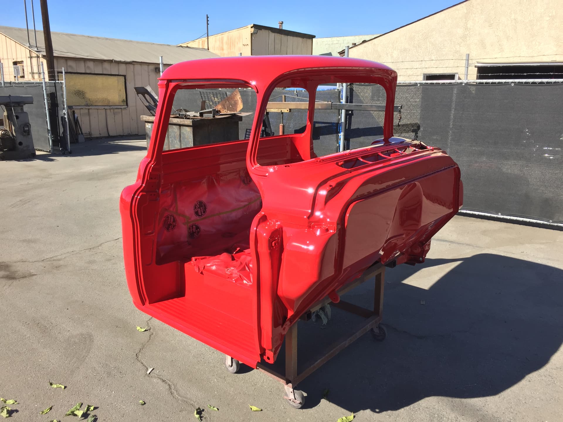 Freshly painted cab shell in the BSI yard