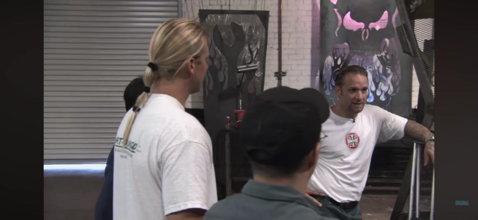 Bodie with the Monster Garage team during the build