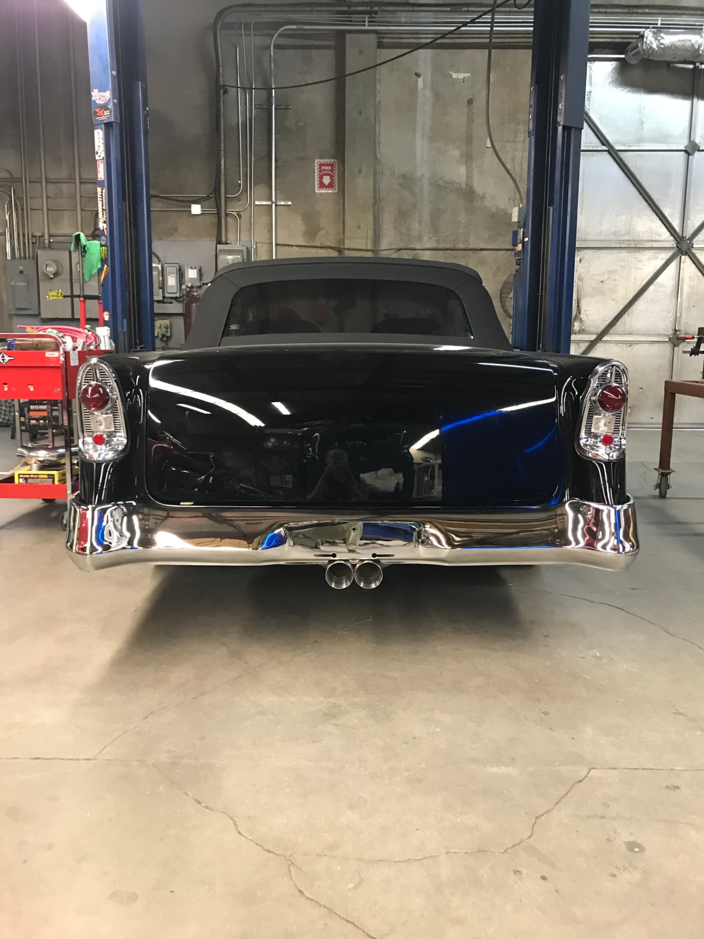 Finished rear with convertible top raised