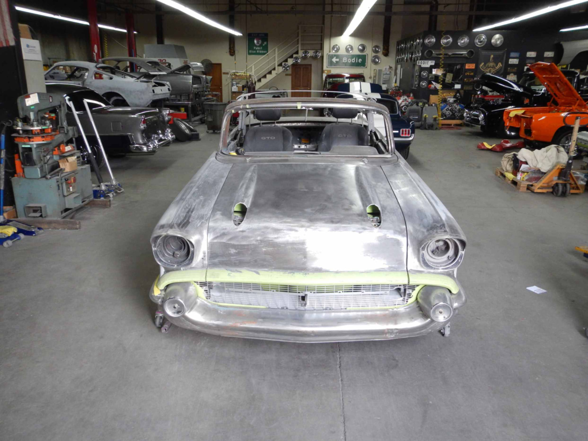 Front end in bare metal with grille fitted