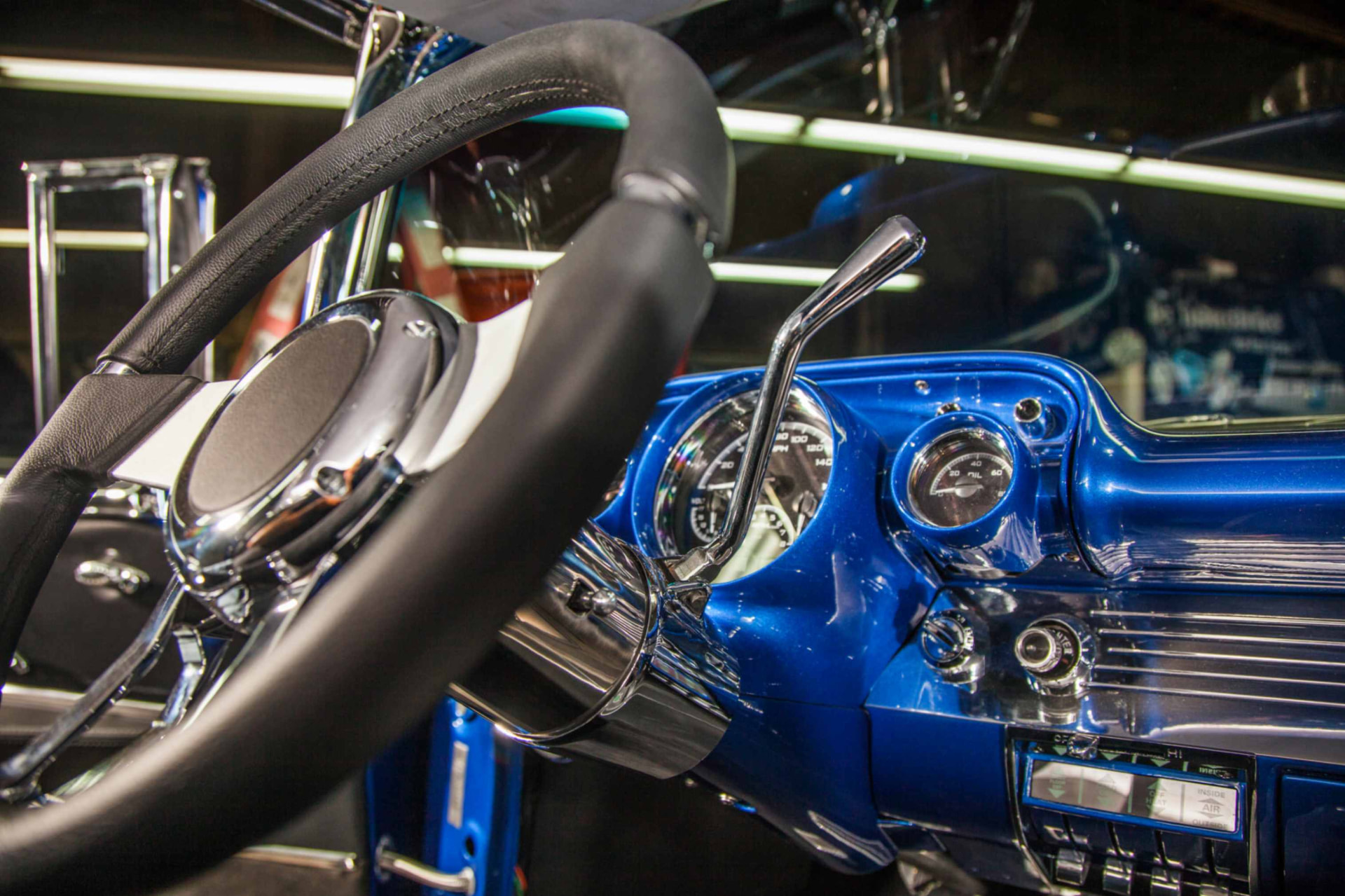 Blue dash and gauge detail