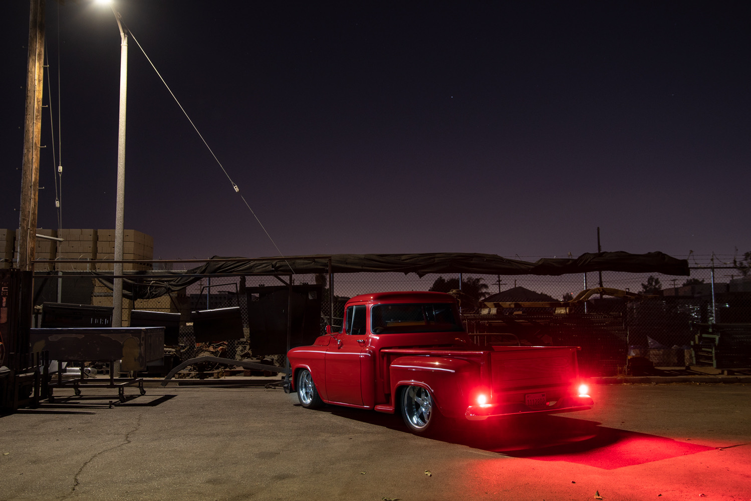 Finished truck at night — rear three-quarter