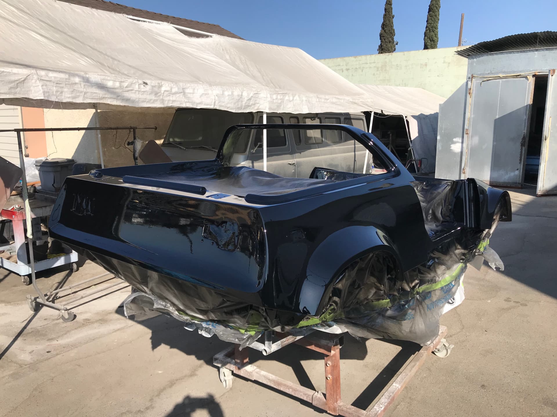 Corwin body shell after black paint