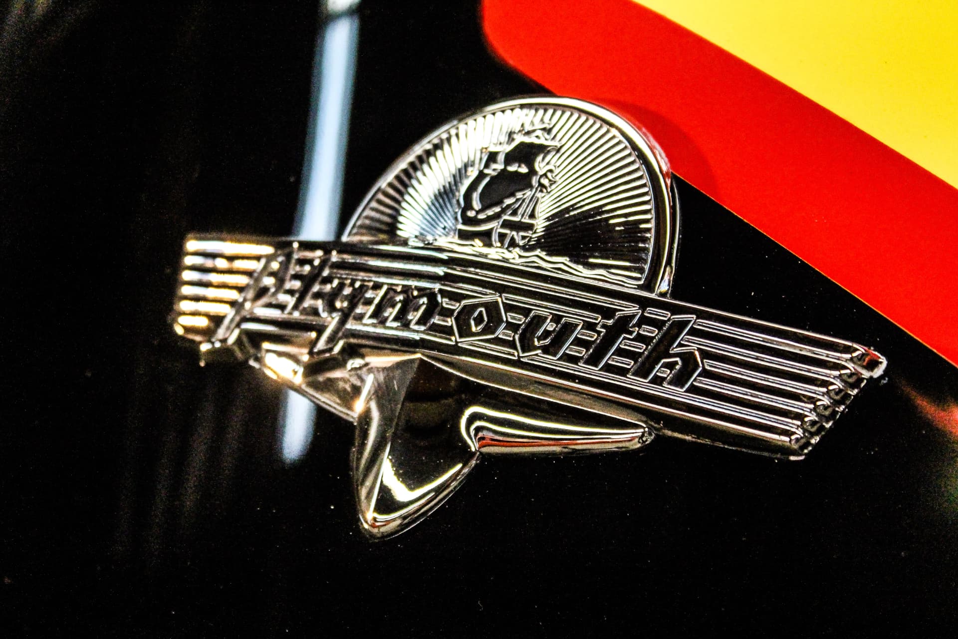 Plymouth hood emblem detail