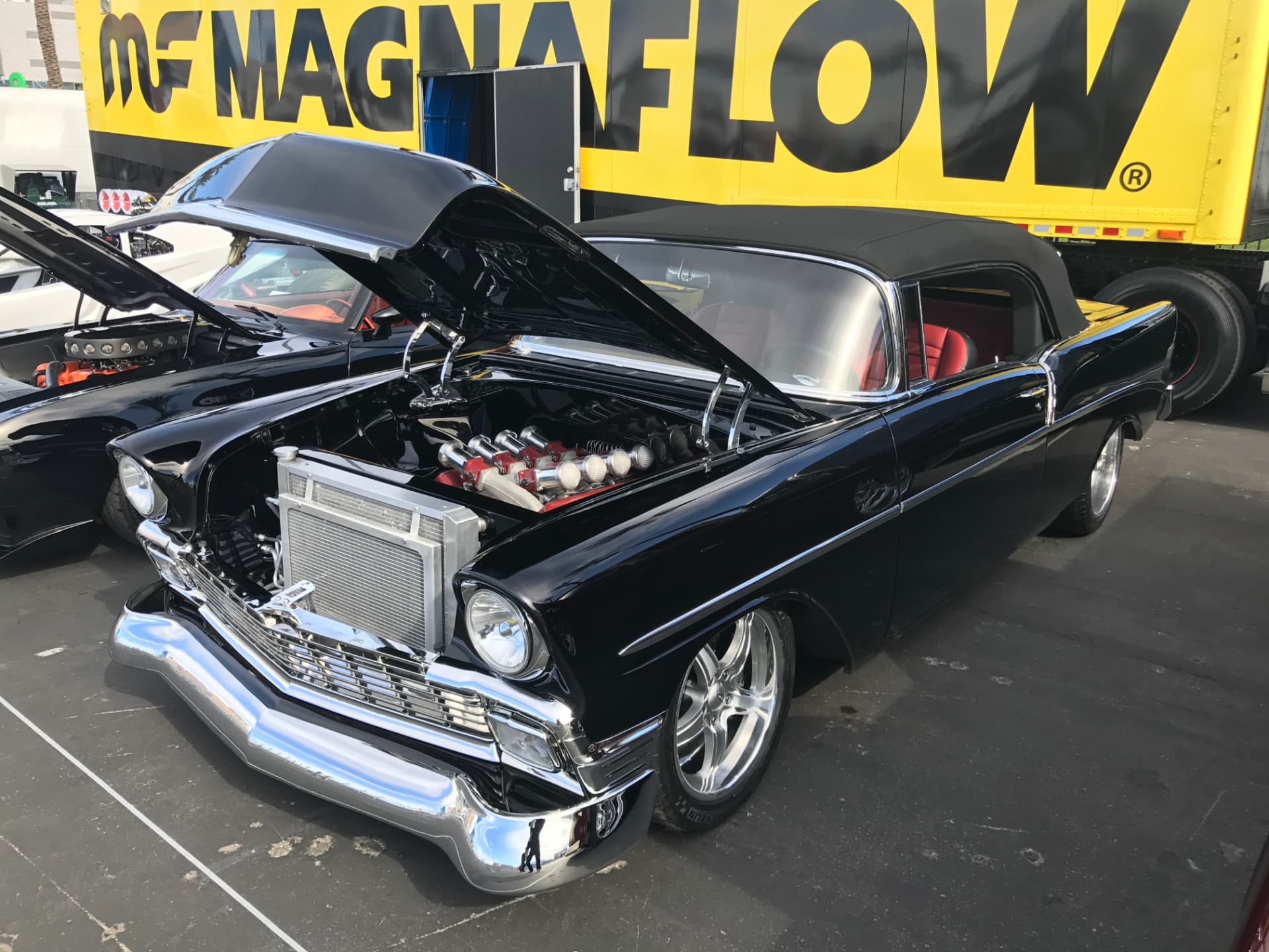 Bel Air on display with engine bay open