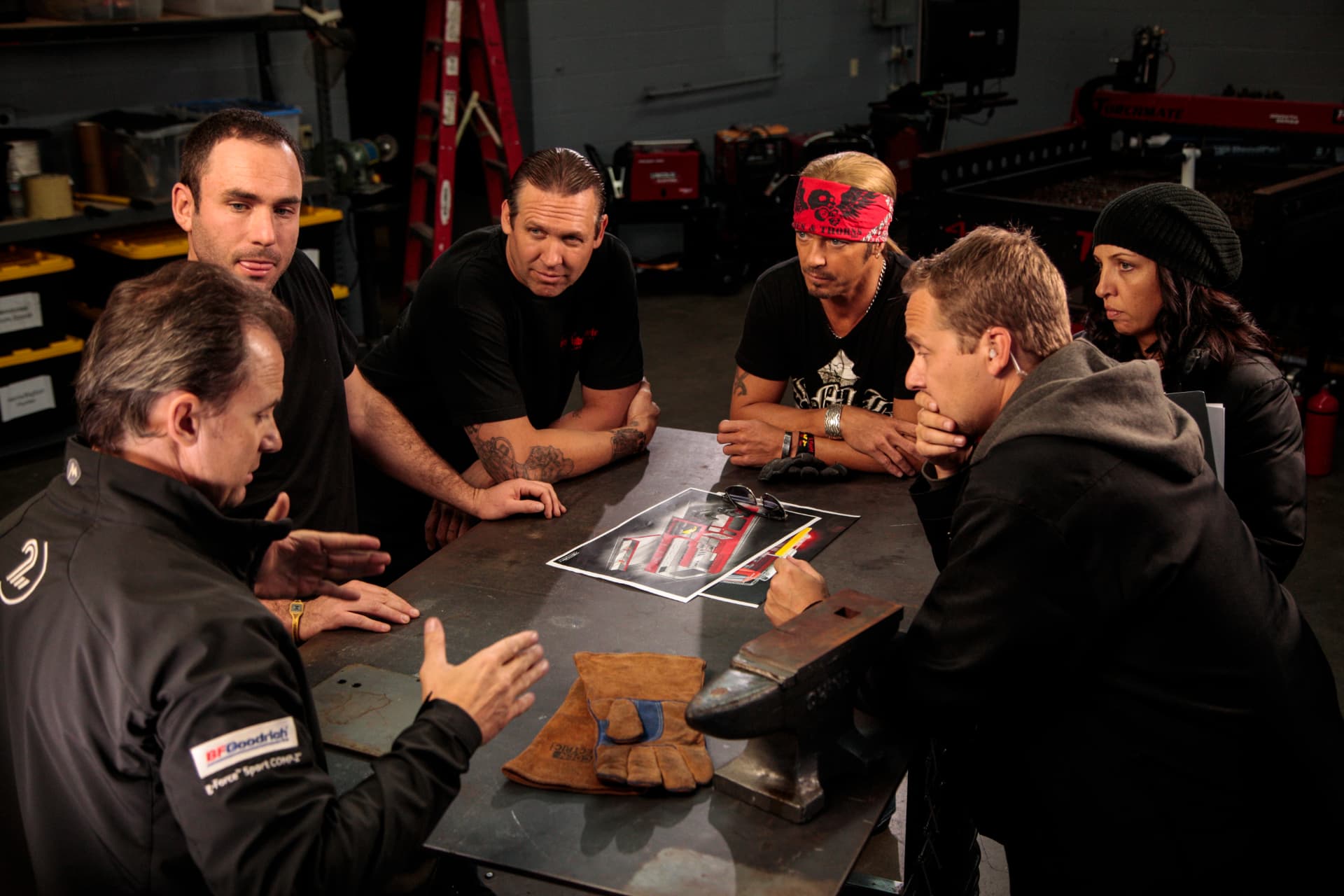Design table — plotting the build with the crew