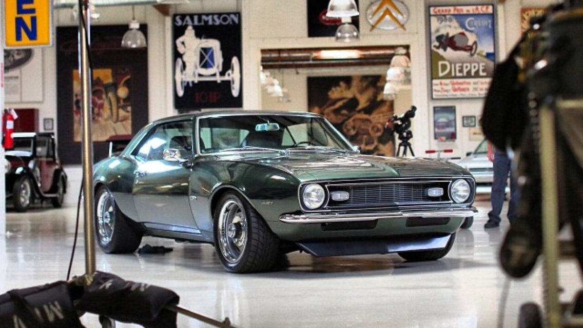 On set at Jay Leno's Garage