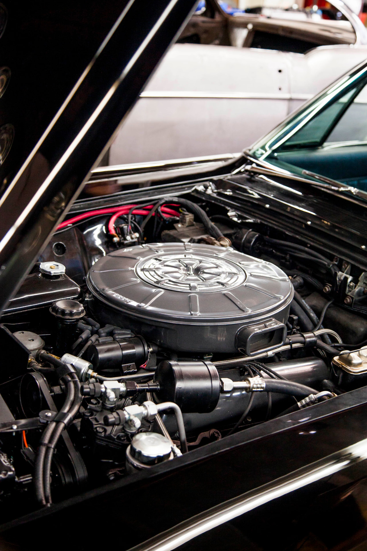 Engine bay detail during the build