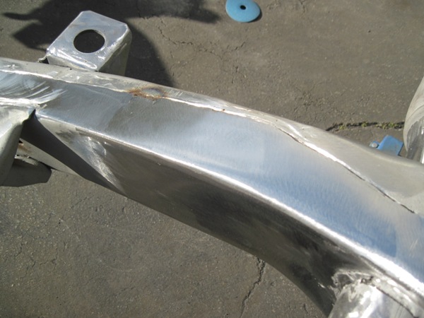 Metal-finished welds on the frame