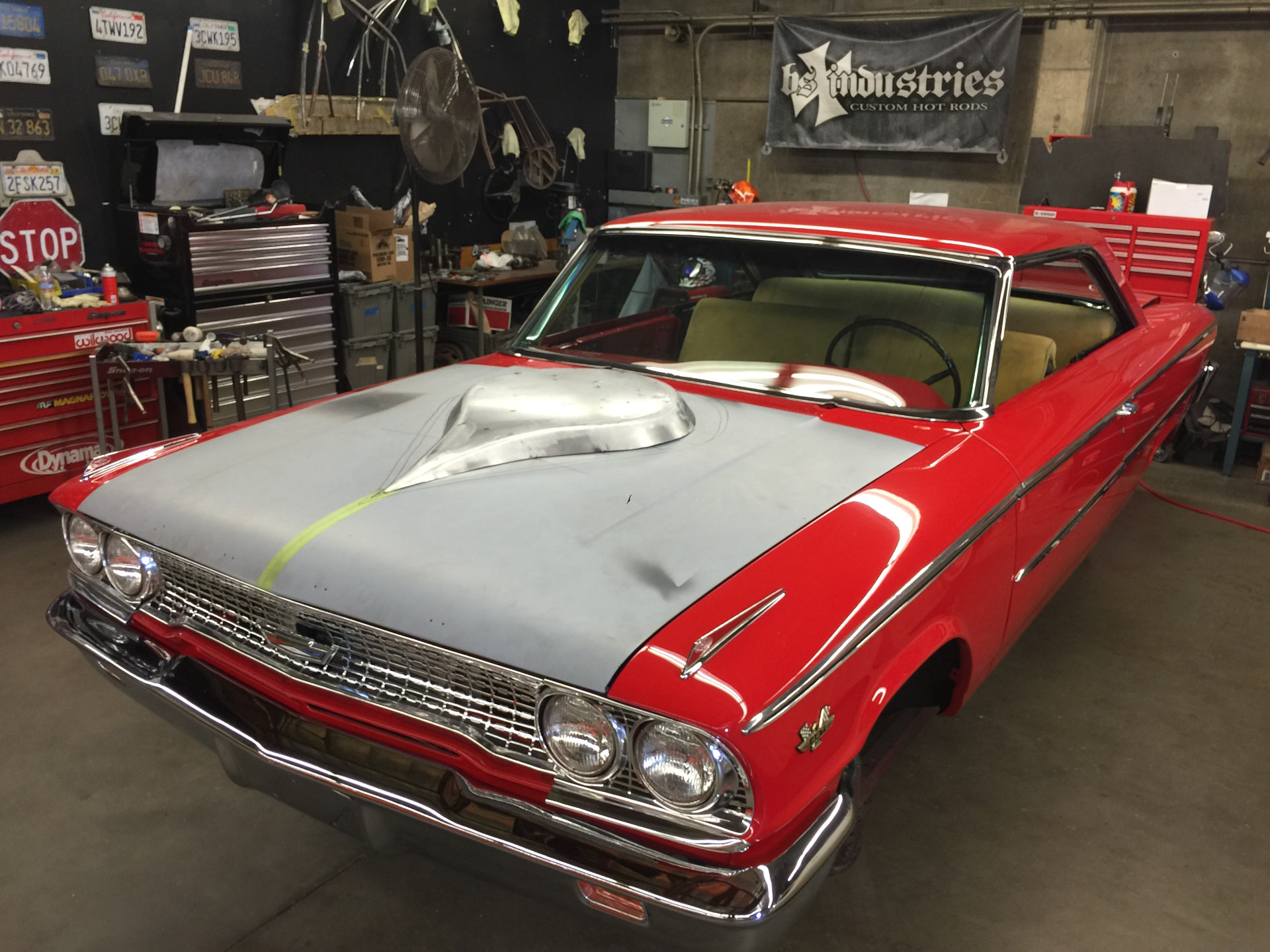 Hand-formed hood scoop in progress