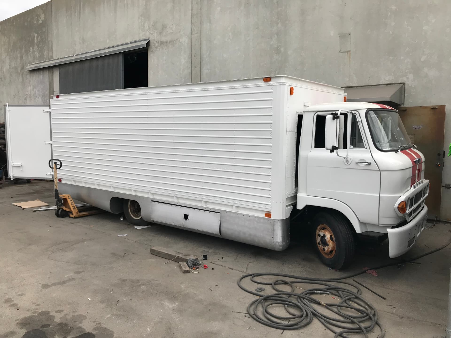 Transporter during exterior restoration