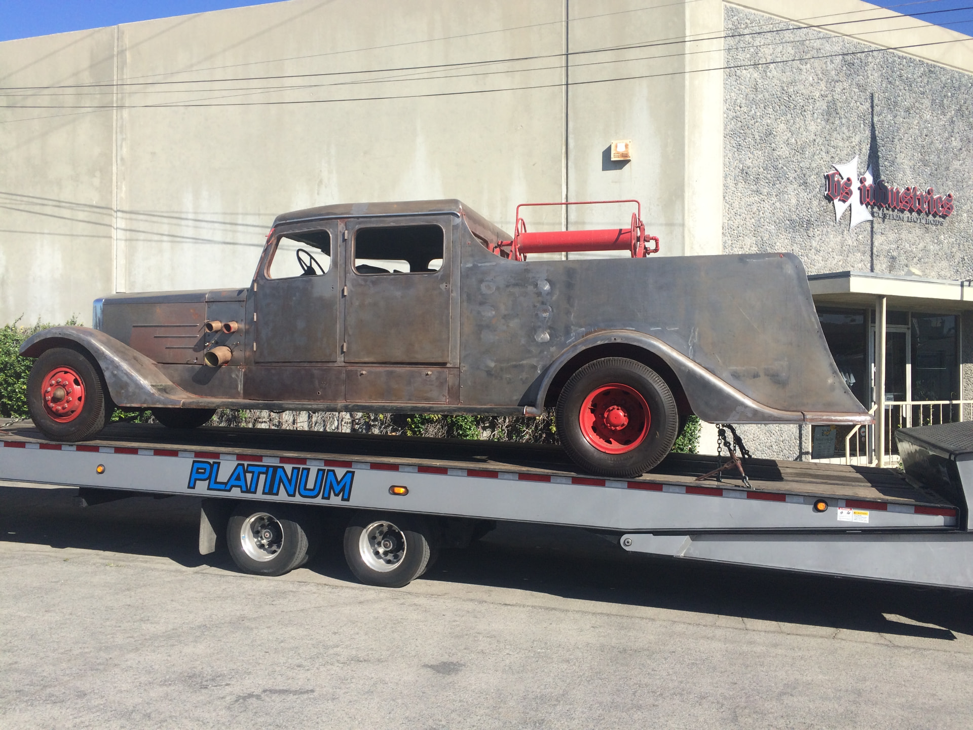 Arriving at BS Industries on the trailer in raw steel