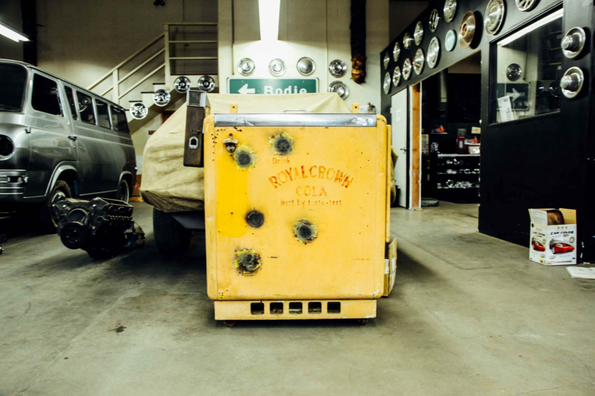 Metal prep on the front face in the shop
