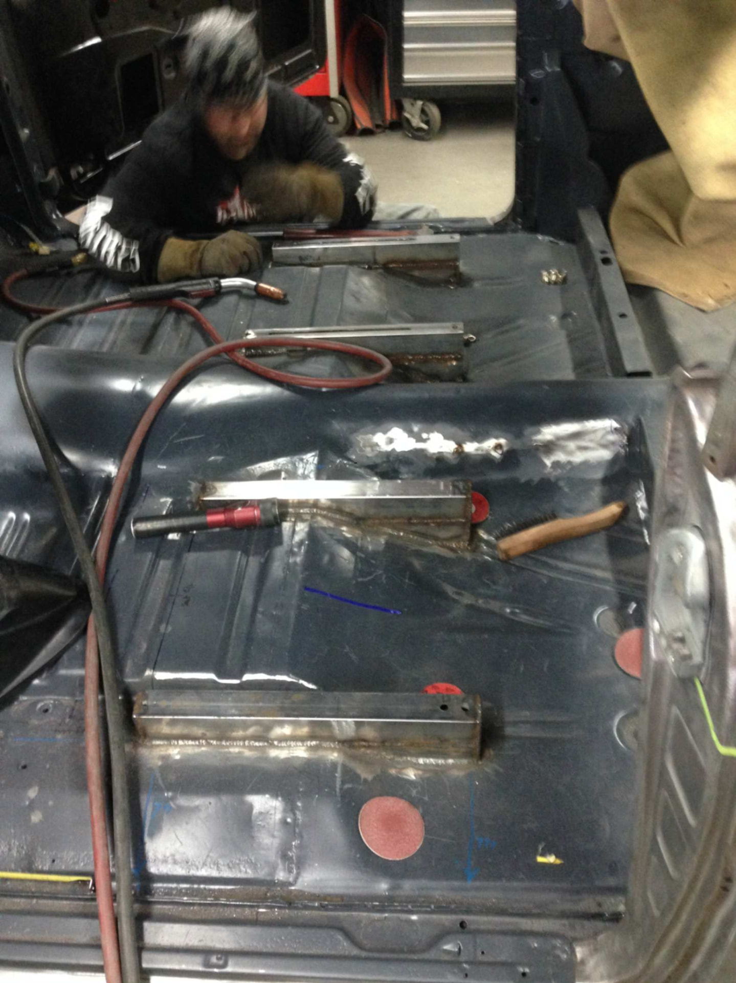 Welding in new floor pans