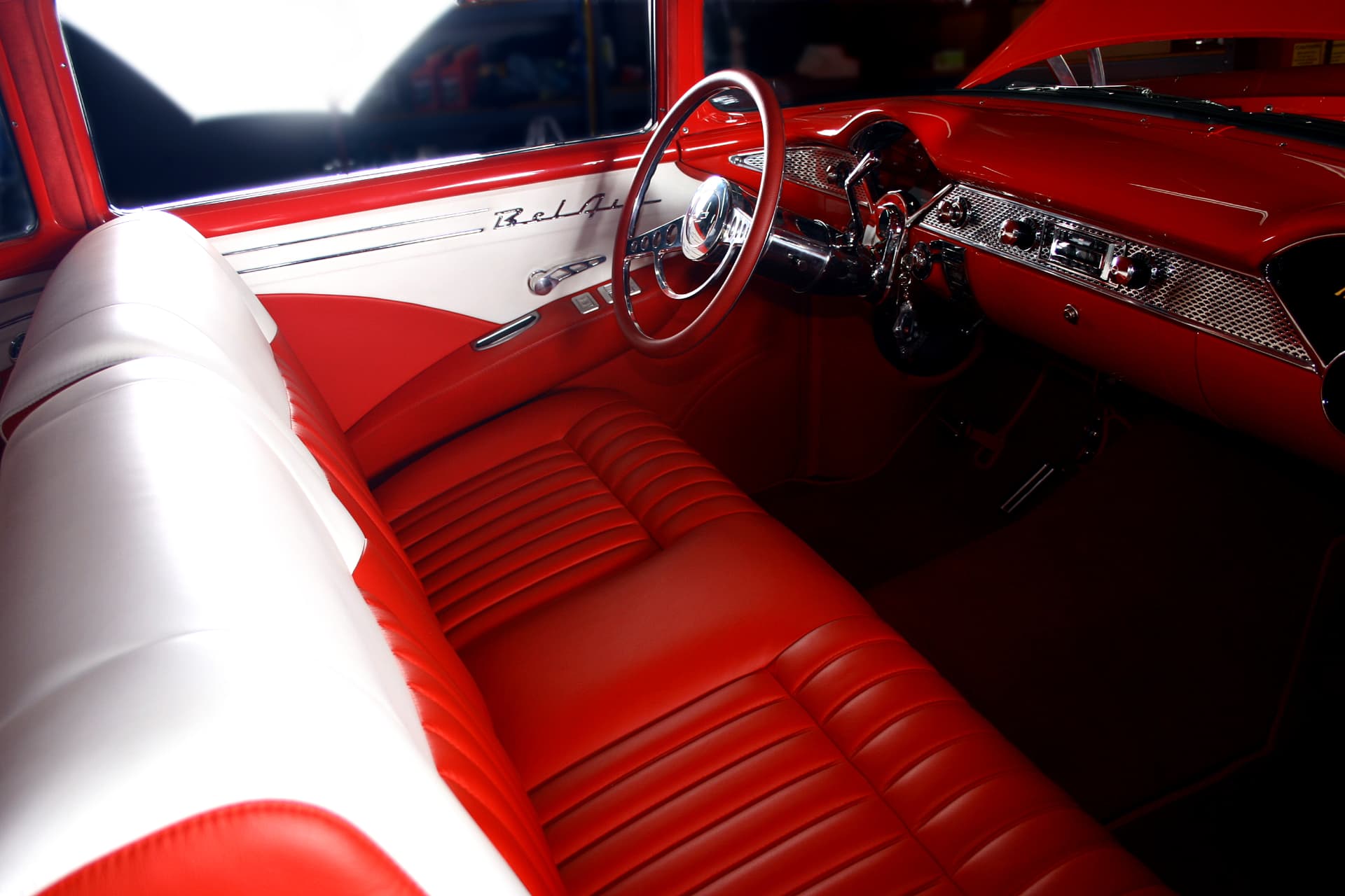 Red and white leather interior