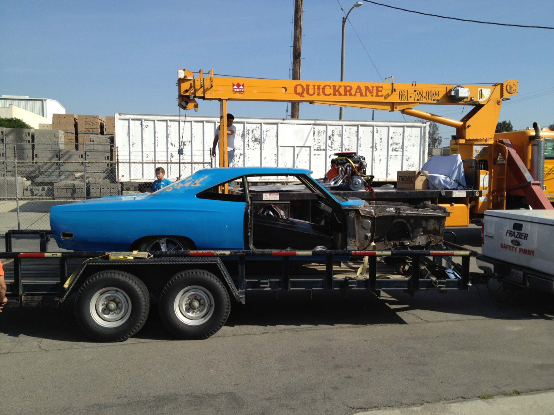 Original blue Road Runner body arriving for restoration