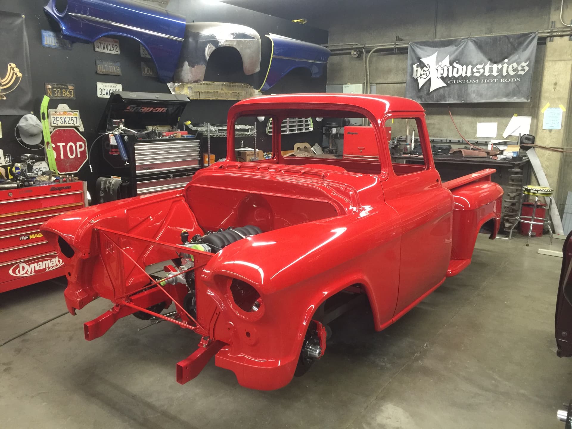 Painted cab and fenders coming together in the BSI shop