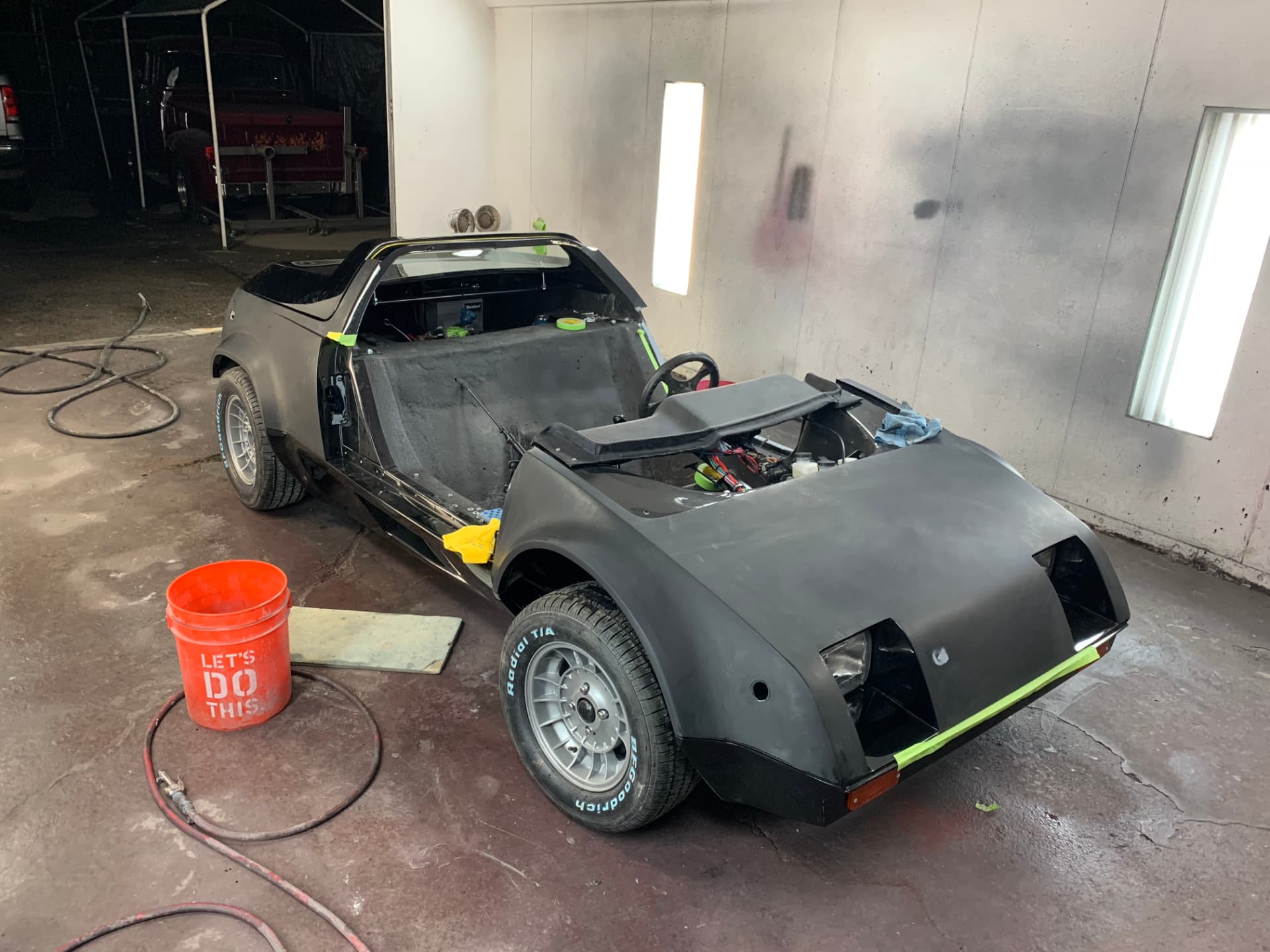 Corwin body and front panels during surface preparation