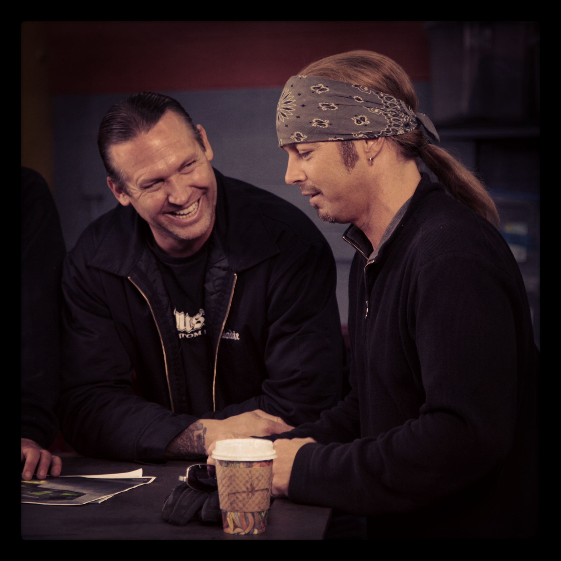 Bodie and Bret between takes
