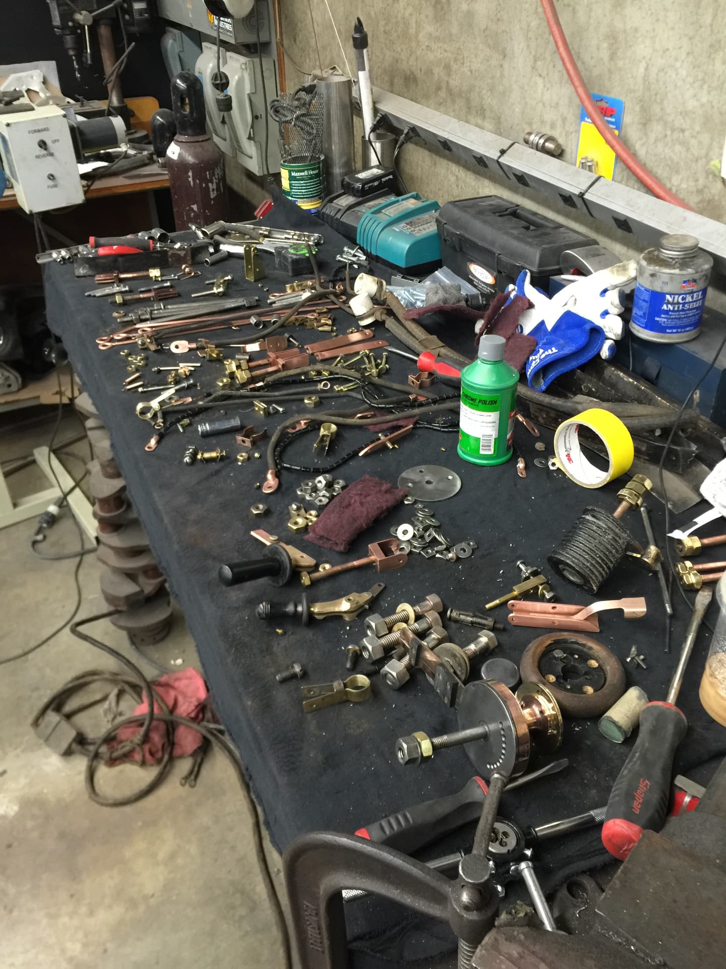 Switchgear components laid out during restoration