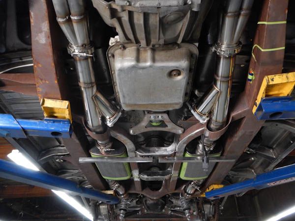 Custom exhaust and driveline under the car