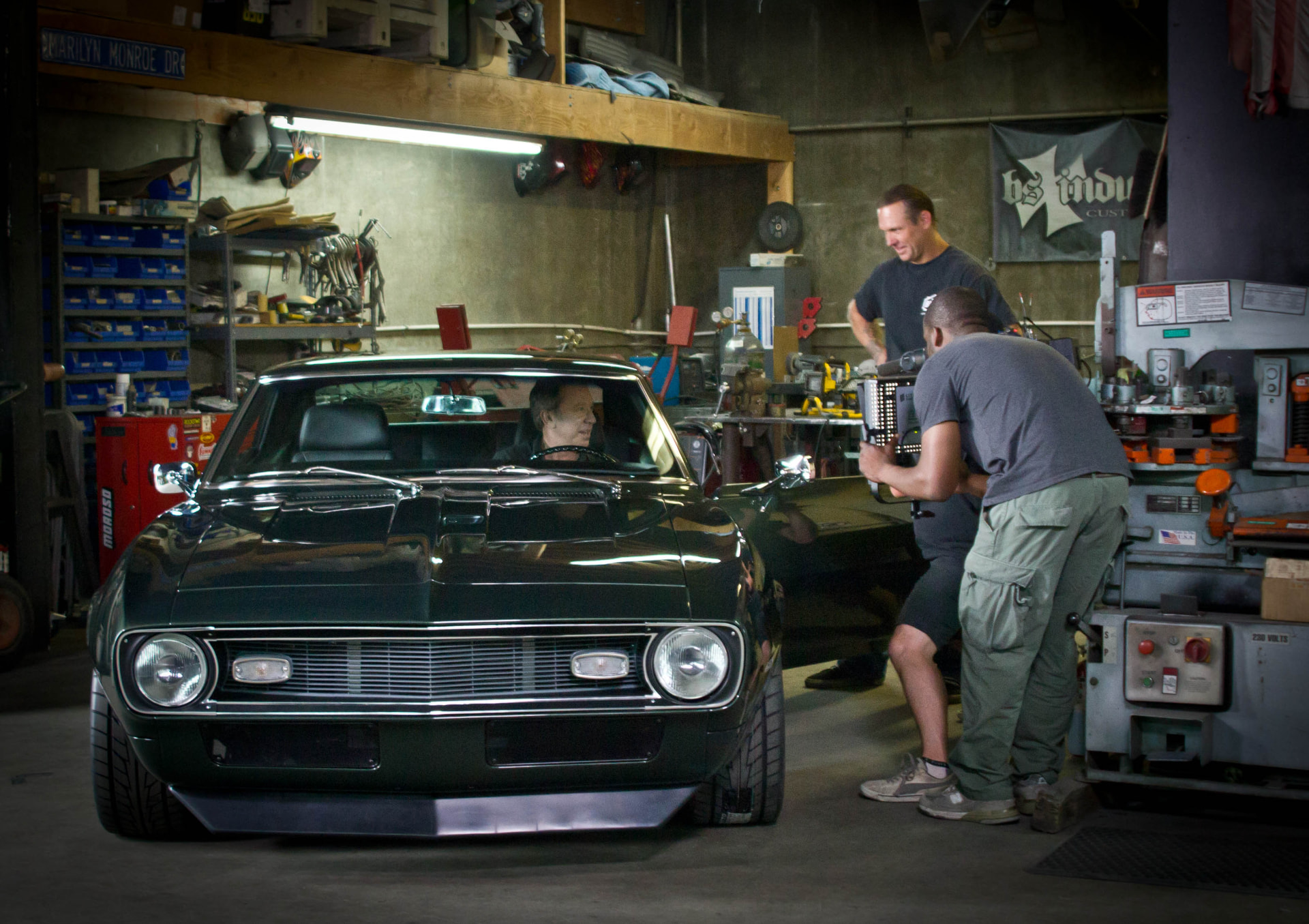 Tim Allen behind the wheel during filming