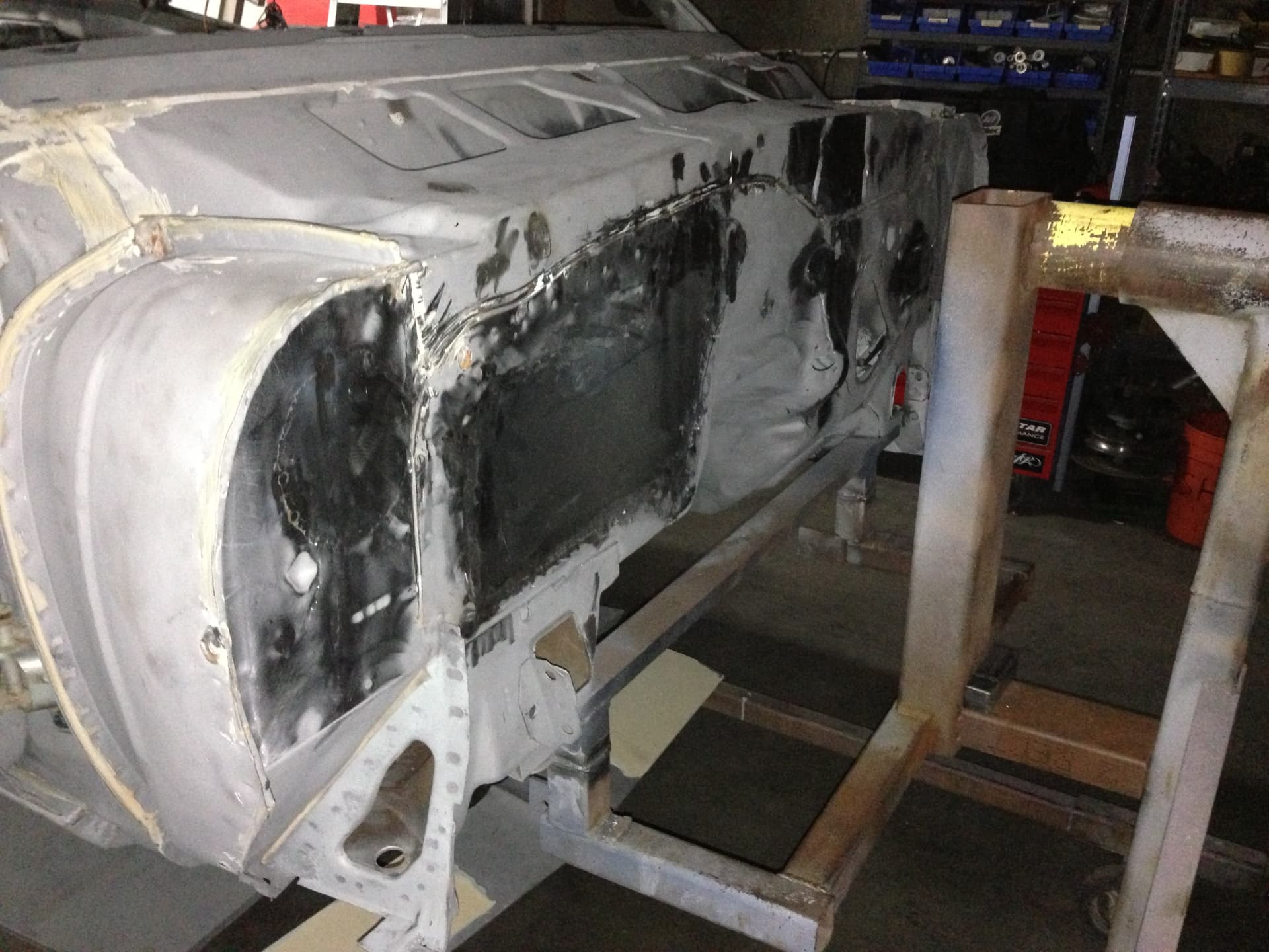 Bare-metal body on the rotisserie