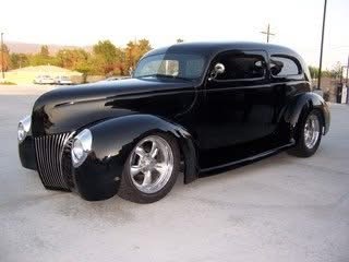 Finished chopped 1940 Ford front three-quarter view